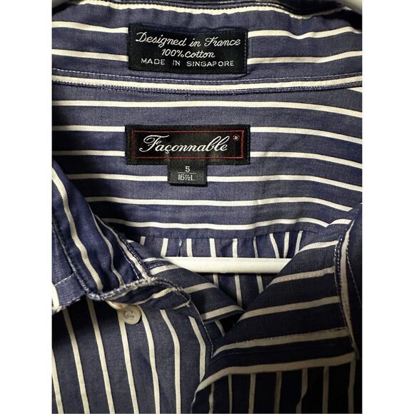 Faconnable button down Long Sleeve Stripe Shirt Dress Shirt - Picture 3 of 3